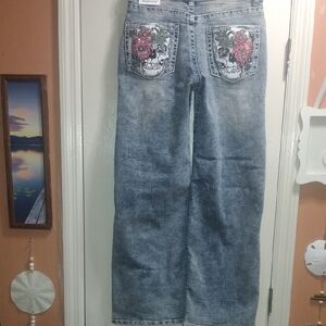 Telepatía Women's Acid Wash Wide Leg Jeans in Light Blue